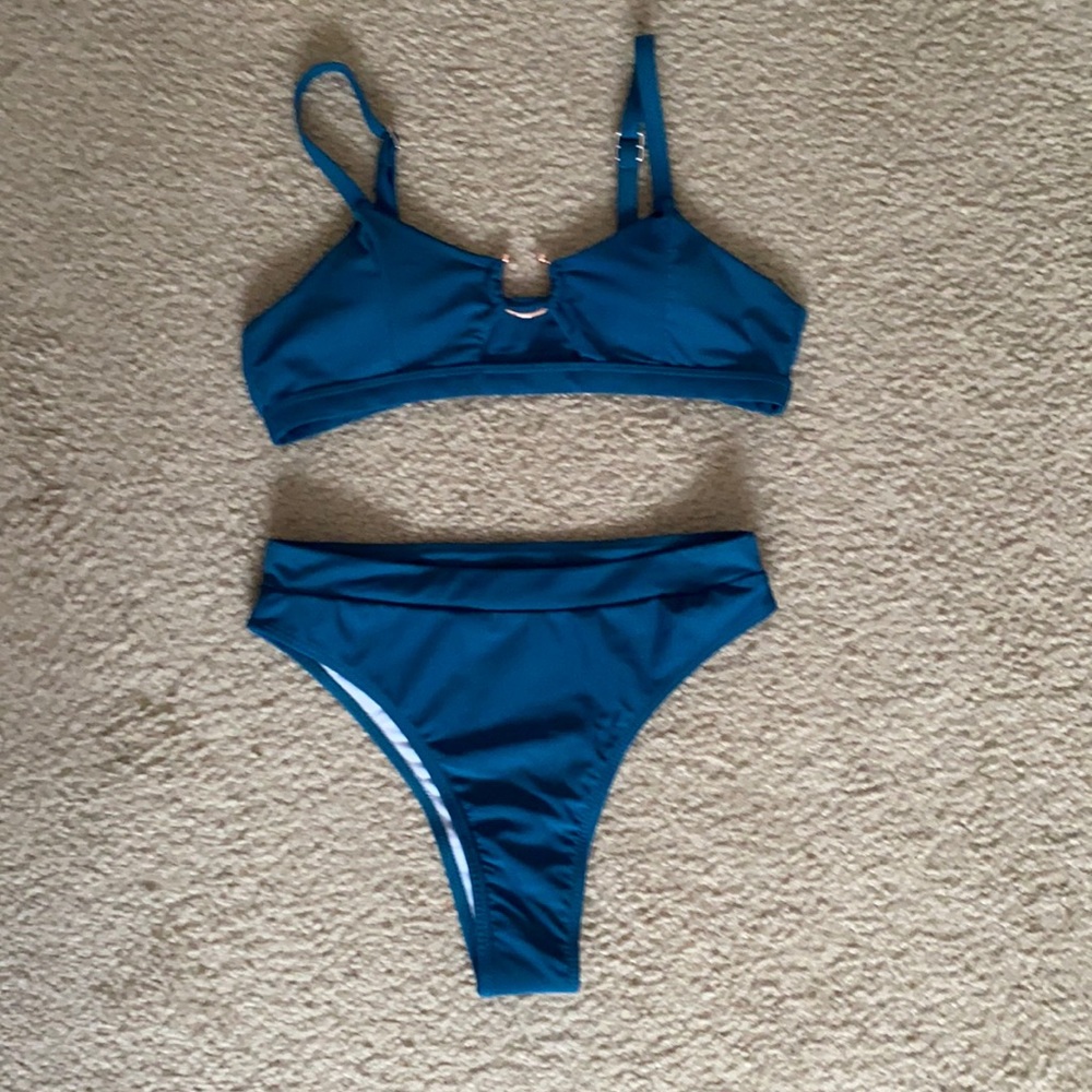 Dark Aqua Two Piece Bathing Suit
